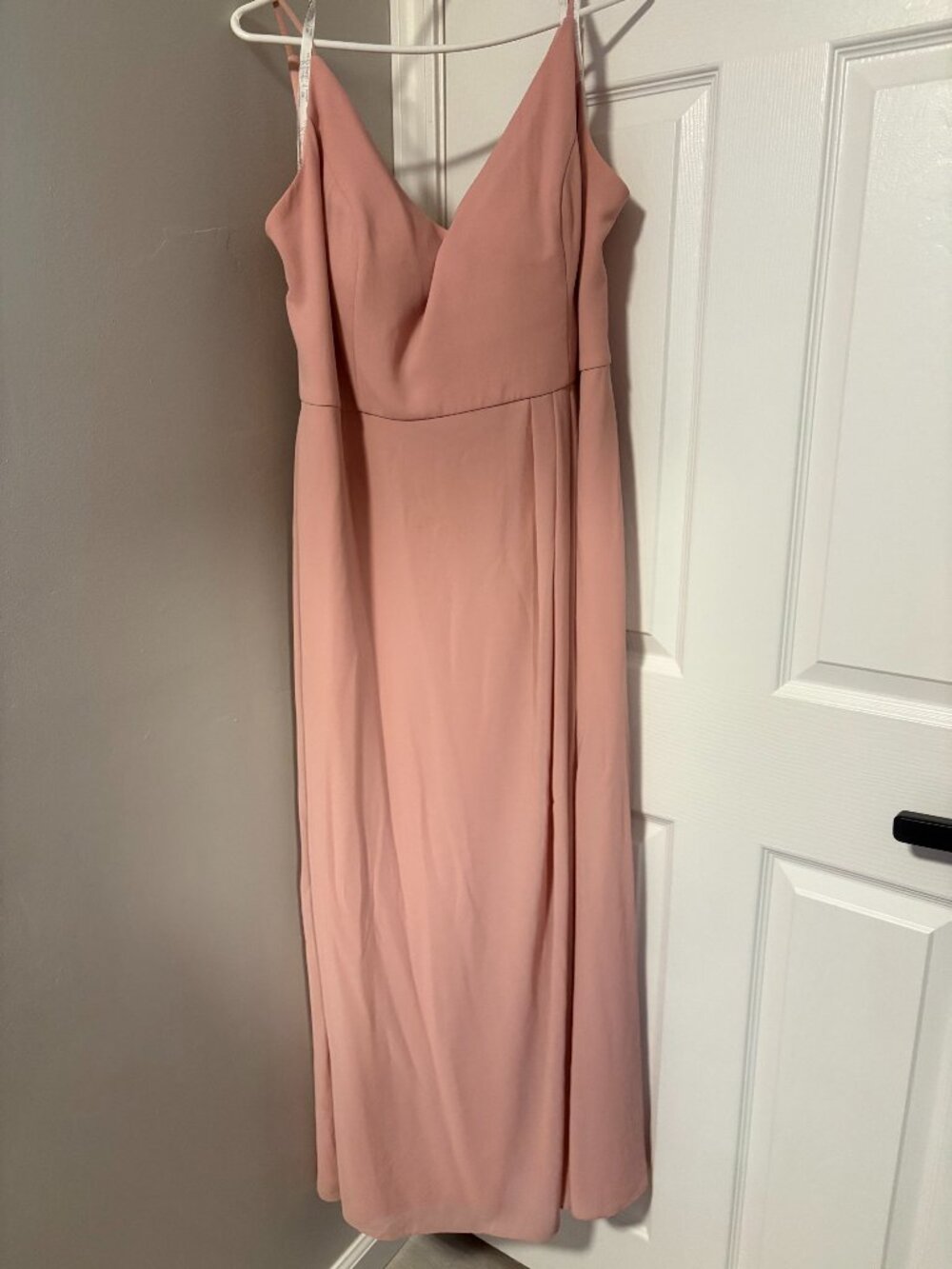 Long Chiffon Surplice Tank Bridesmaid Dress
